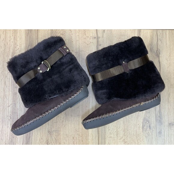 Jessica Simpson Women's Micro Suede Boot Bootie Slippers Fur Lining Brown Size 9 - Picture 14 of 16